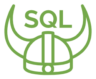 The word SQL on top of a drawing of a Viking helmet